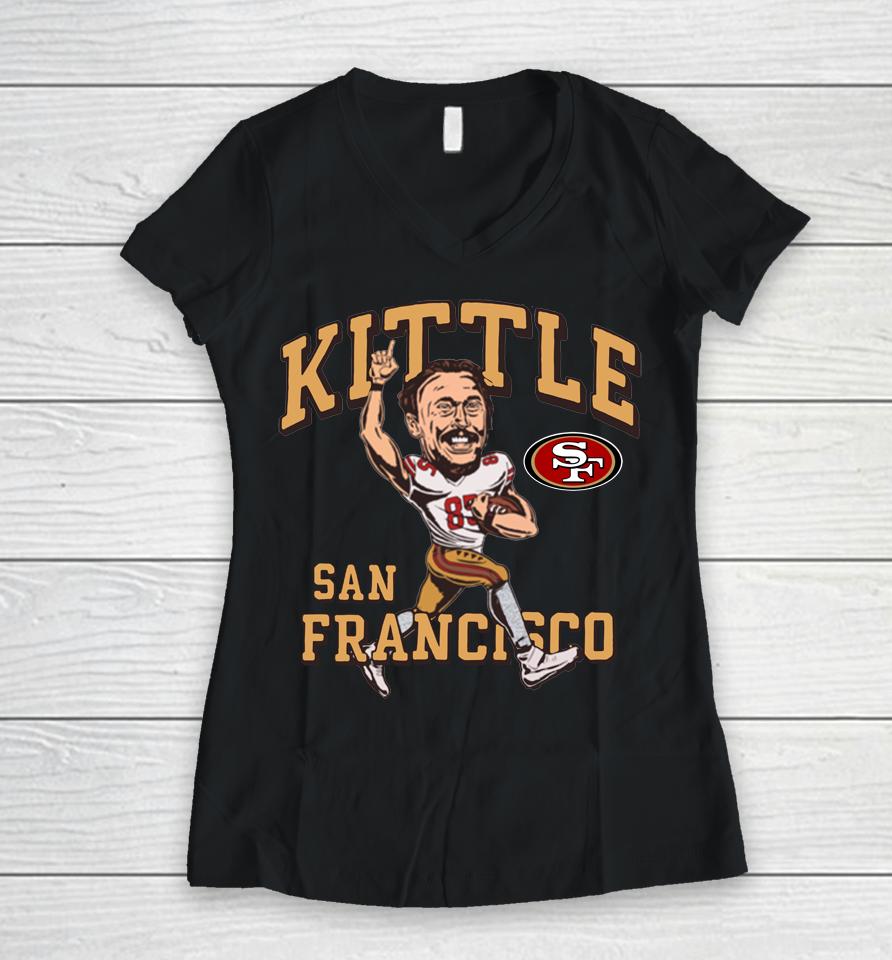 George Kittle 49Ers By Homage Women V-Neck T-Shirt