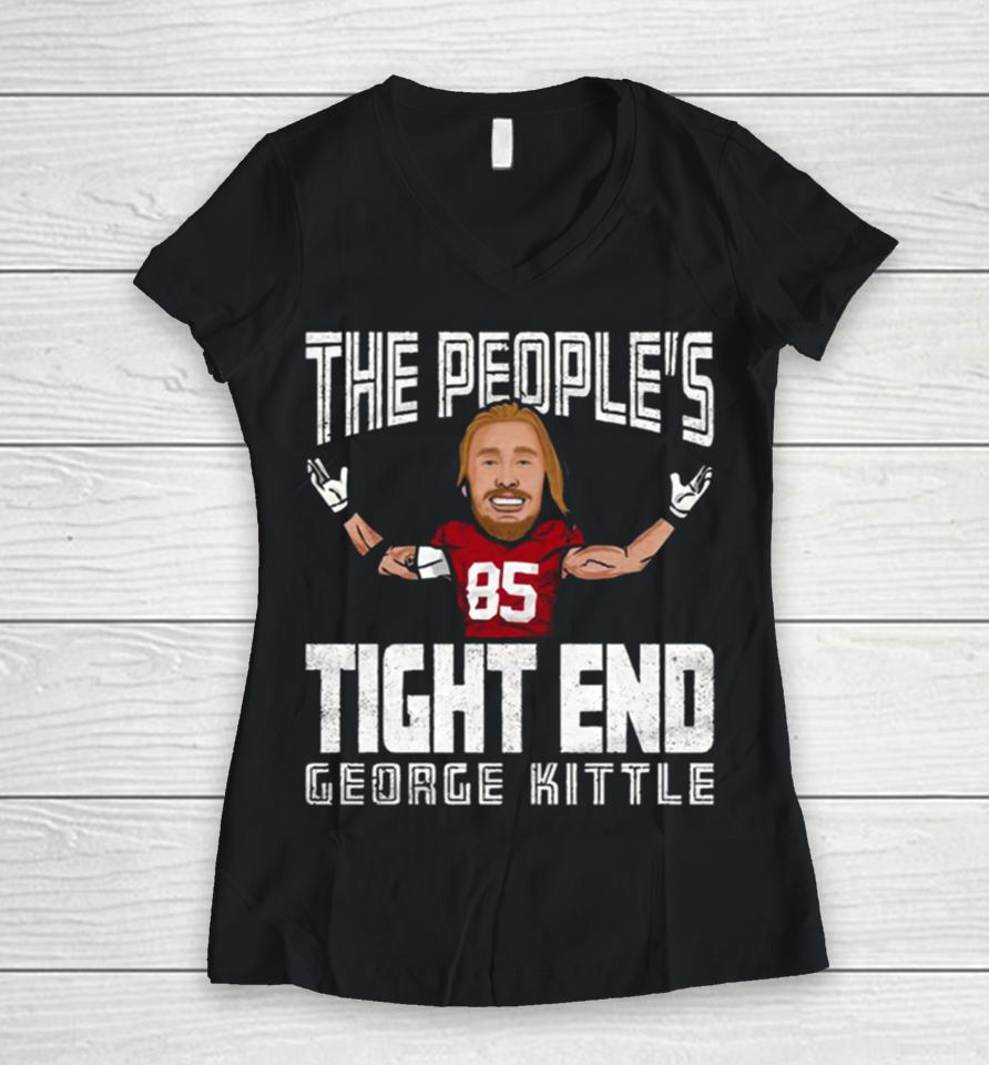 George Kittle Carton For San Francisco 49Ers Fans Women V-Neck T-Shirt