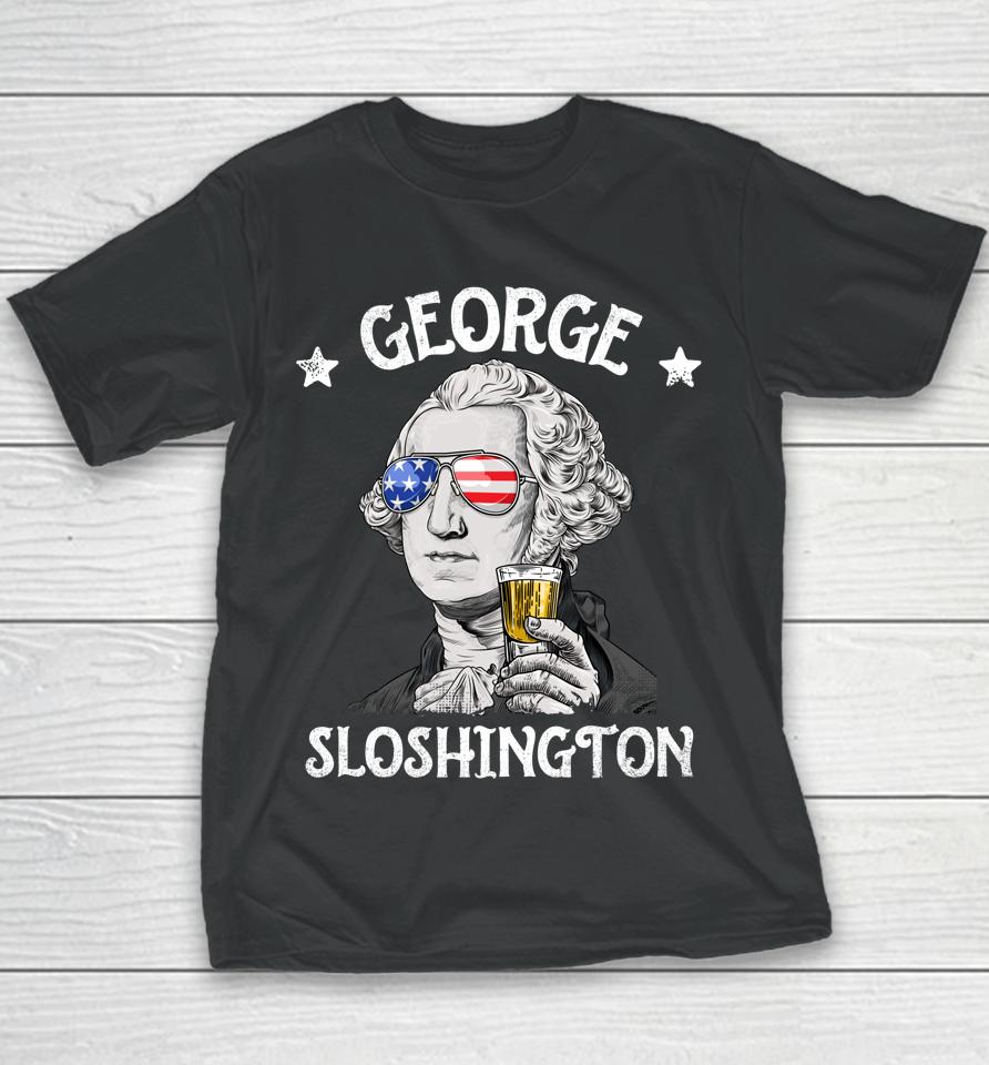 George Sloshington Washington 4Th Of July Usa Flag Youth T-Shirt