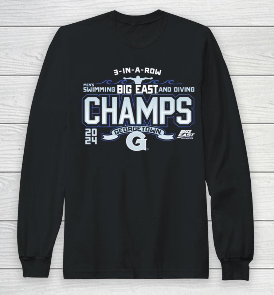 Georgetown Hoyas 2024 Big East Men’s Swimming &Amp; Diving Champions Long Sleeve T-Shirt