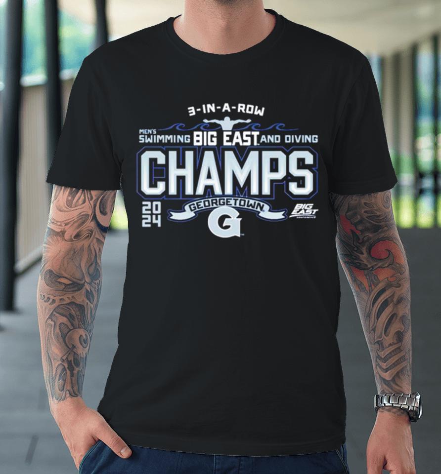 Georgetown Hoyas 2024 Big East Men’s Swimming &Amp; Diving Champions Premium T-Shirt