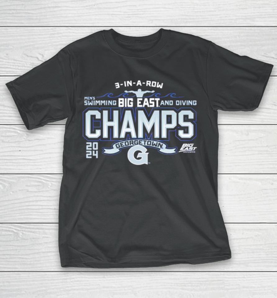 Georgetown Hoyas 2024 Big East Men’s Swimming &Amp; Diving Champions T-Shirt