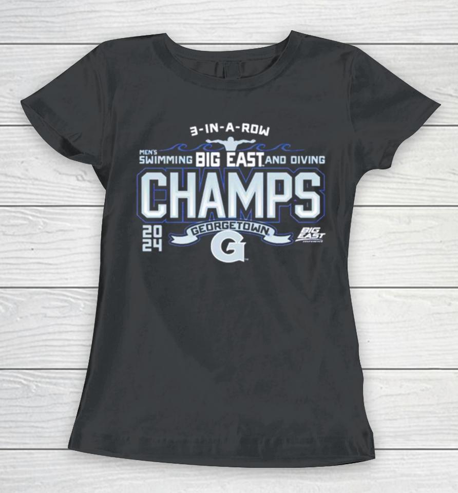 Georgetown Hoyas 2024 Big East Men’s Swimming &Amp; Diving Champions Women T-Shirt
