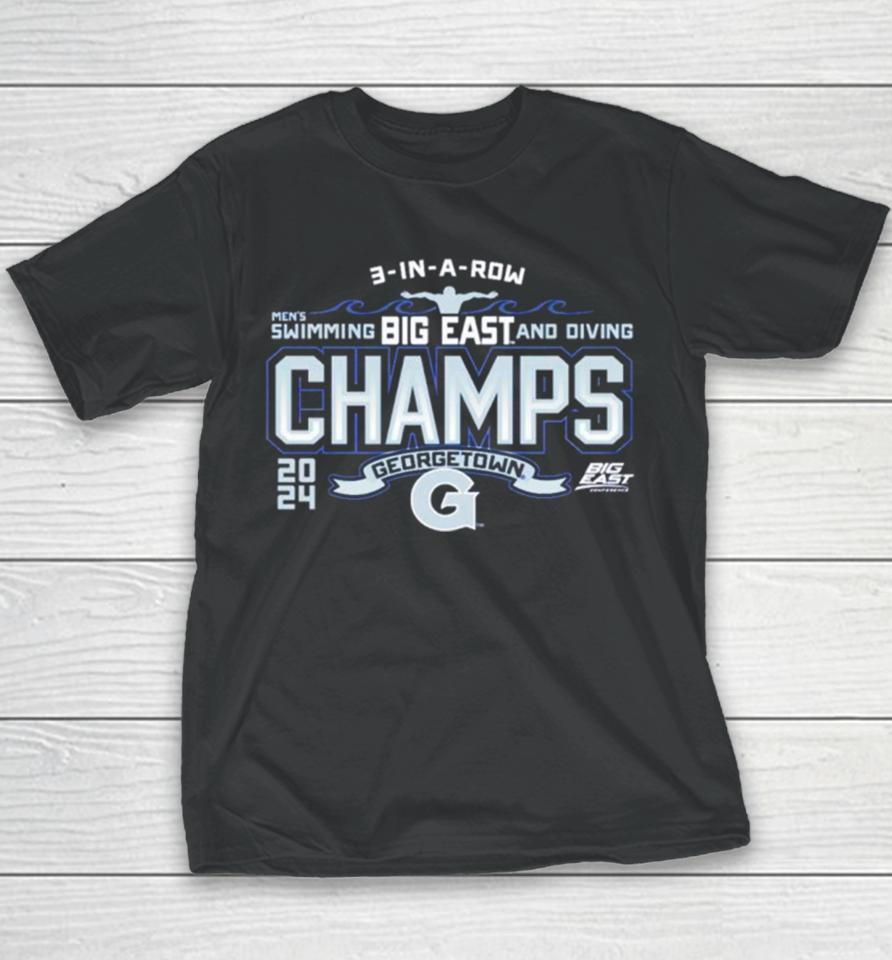 Georgetown Hoyas 2024 Big East Men’s Swimming &Amp; Diving Champions Youth T-Shirt