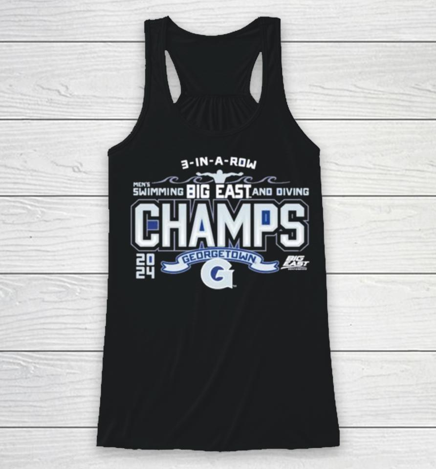 Georgetown Hoyas Blue 84 2024 Big East Men’s Swimming &Amp; Diving Champions Racerback Tank