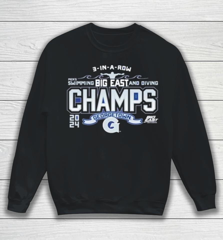 Georgetown Hoyas Blue 84 2024 Big East Men’s Swimming &Amp; Diving Champions Sweatshirt