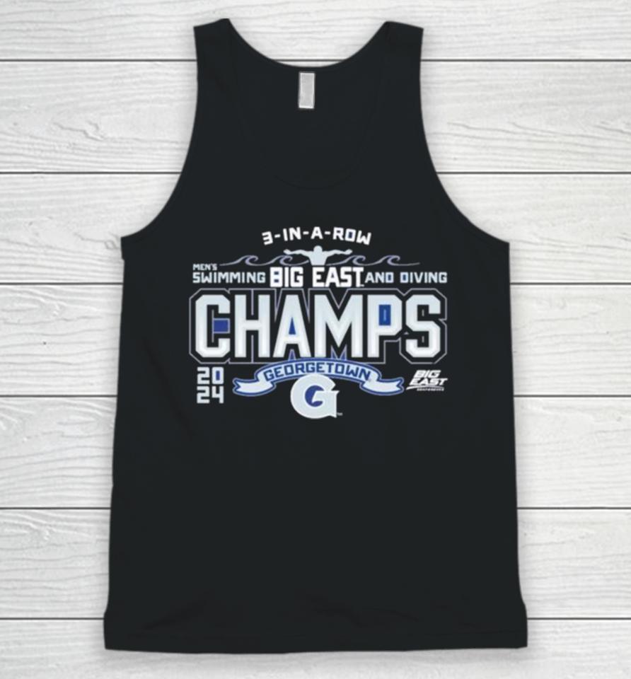 Georgetown Hoyas Blue 84 2024 Big East Men’s Swimming &Amp; Diving Champions Unisex Tank Top