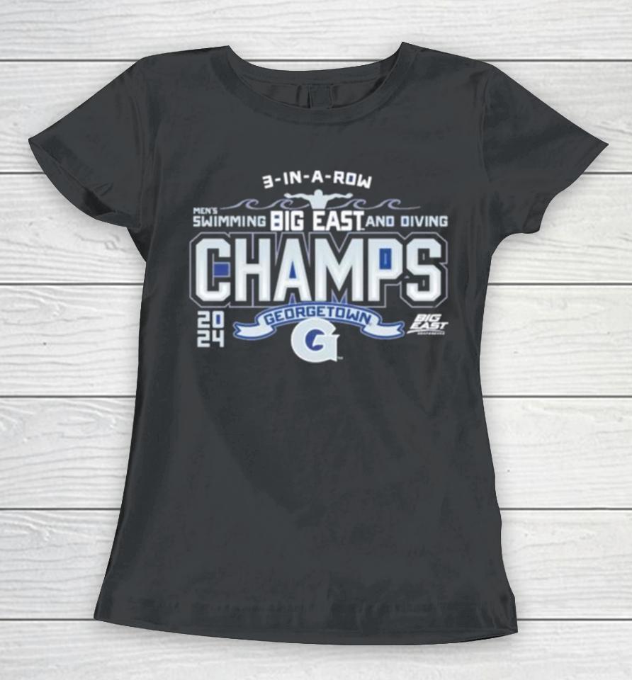 Georgetown Hoyas Blue 84 2024 Big East Men’s Swimming &Amp; Diving Champions Women T-Shirt
