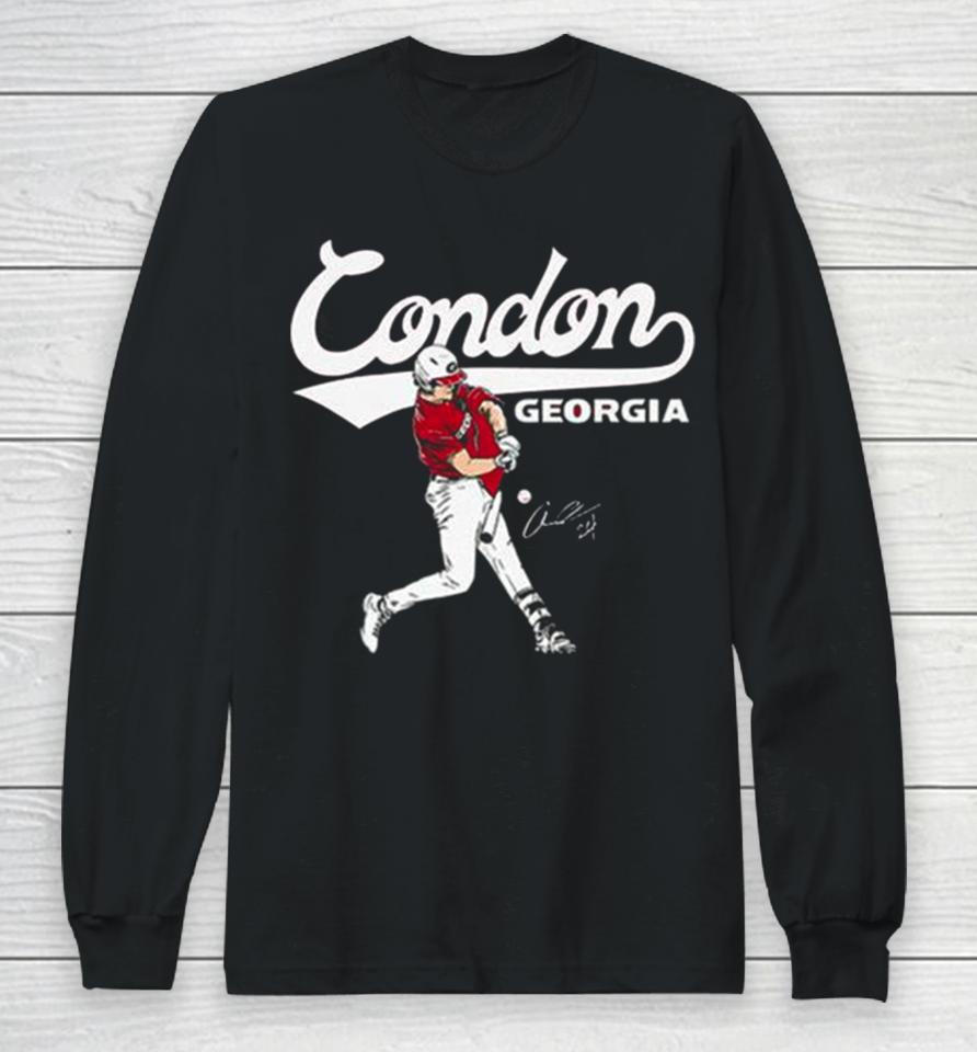 Georgia Baseball Charlie Condon Slugger Swing Signature 2024 Long Sleeve T-Shirt