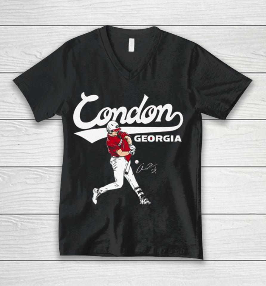 Georgia Baseball Charlie Condon Slugger Swing Signature 2024 Unisex V-Neck T-Shirt