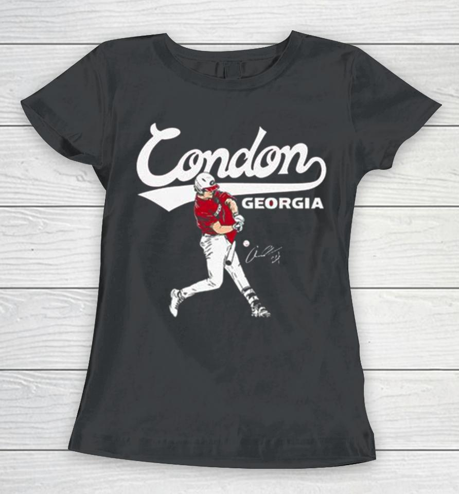 Georgia Baseball Charlie Condon Slugger Swing Signature 2024 Women T-Shirt