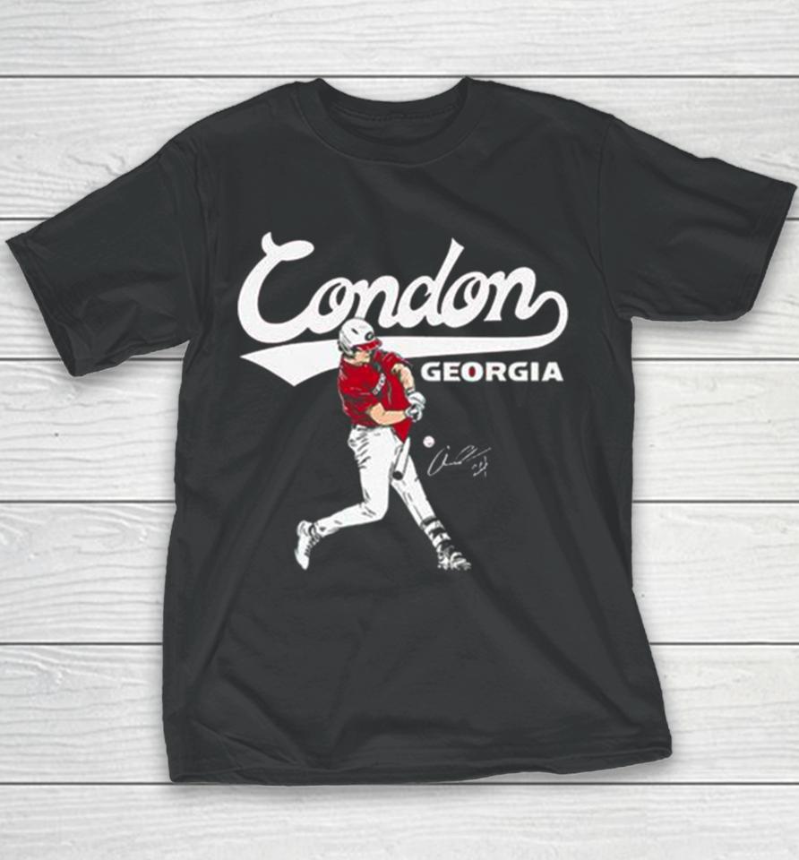 Georgia Baseball Charlie Condon Slugger Swing Signature 2024 Youth T-Shirt