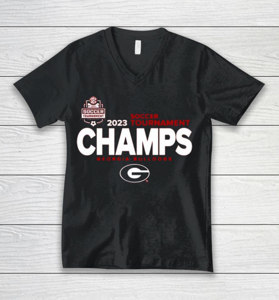 Georgia Bulldogs 2023 Soccer Tournament Champs Unisex V-Neck T-Shirt