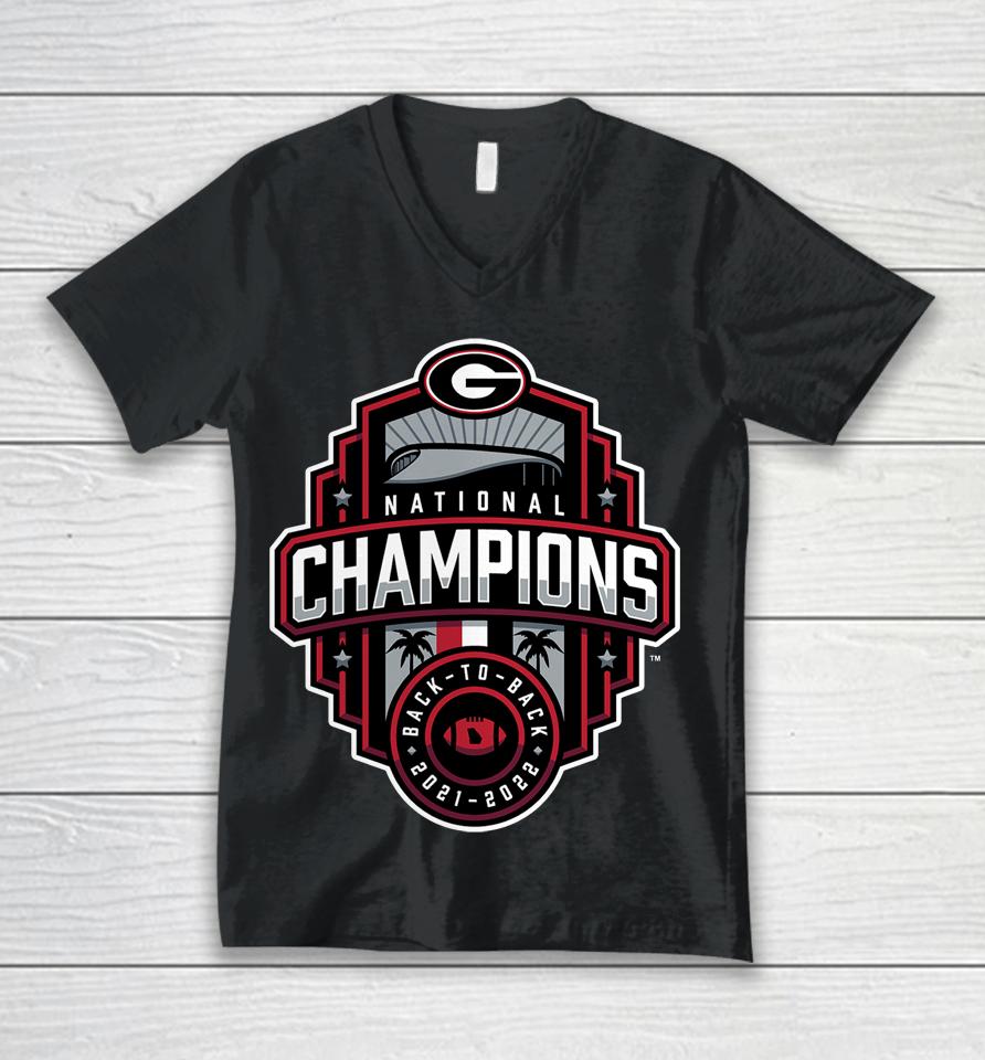 Georgia Bulldogs Fanatics Branded College Football Playoff 2022 National Champions  Logo Unisex V-Neck T-Shirt