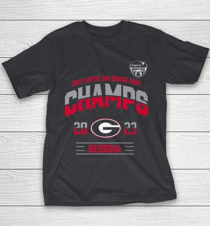 Georgia Bulldogs Football 2023 Orange Bowl Champions Youth T-Shirt