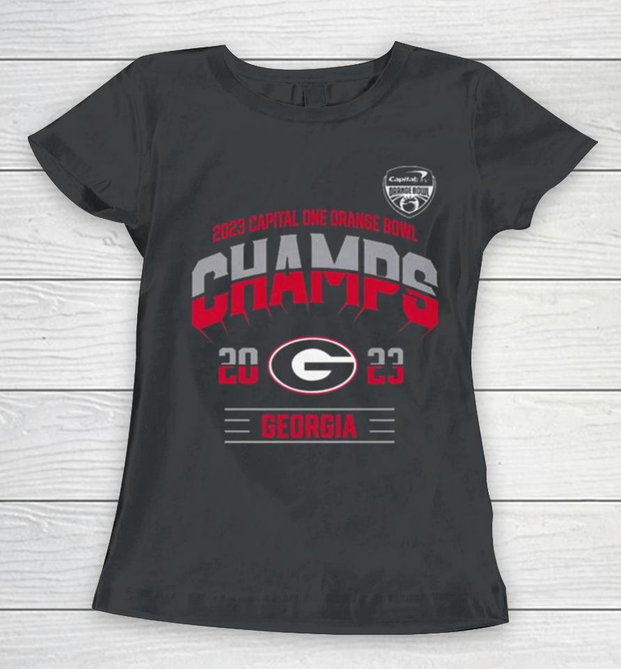 Georgia Bulldogs Football 2023 Orange Bowl Champions Women T-Shirt