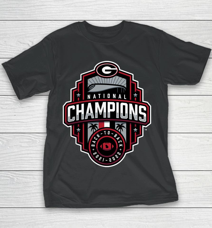 Georgia Bulldogs Football Playoff 2022 National Champions Logo Youth T-Shirt