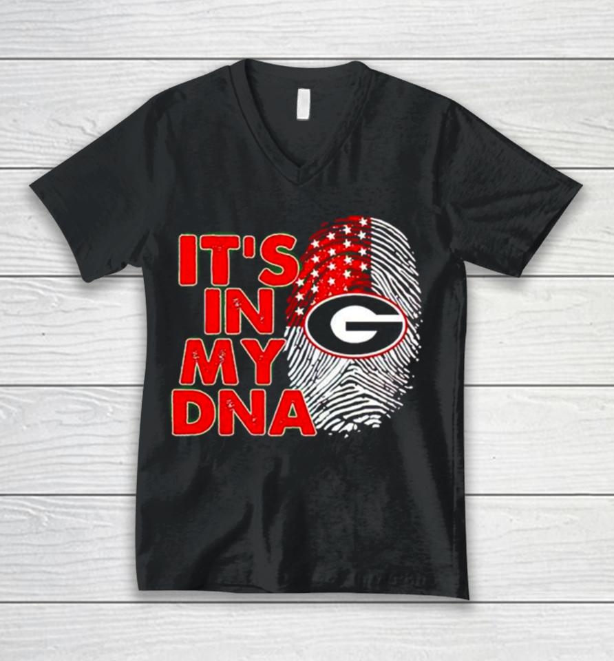Georgia Bulldogs It’s In My Dna Fingerprint Unisex V-Neck T-Shirt