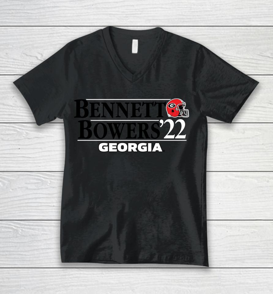 Georgia Bulldogs Stetson Bennett Iv Brock Bowers 22 Unisex V-Neck T-Shirt