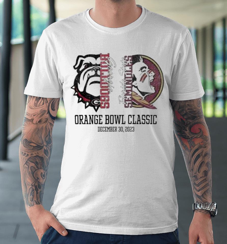 Georgia Bulldogs Vs Florida State Seminoles Orange Bowl Classic December 30 2023 Premium T-Shirt