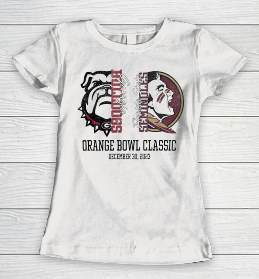 Georgia Bulldogs Vs Florida State Seminoles Orange Bowl Classic December 30 2023 Women T-Shirt