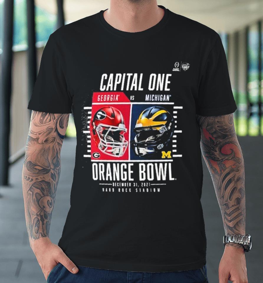 Georgia Bulldogs Vs. Michigan Wolverines College Football Playoff 2023 Orange Bowl Premium T-Shirt