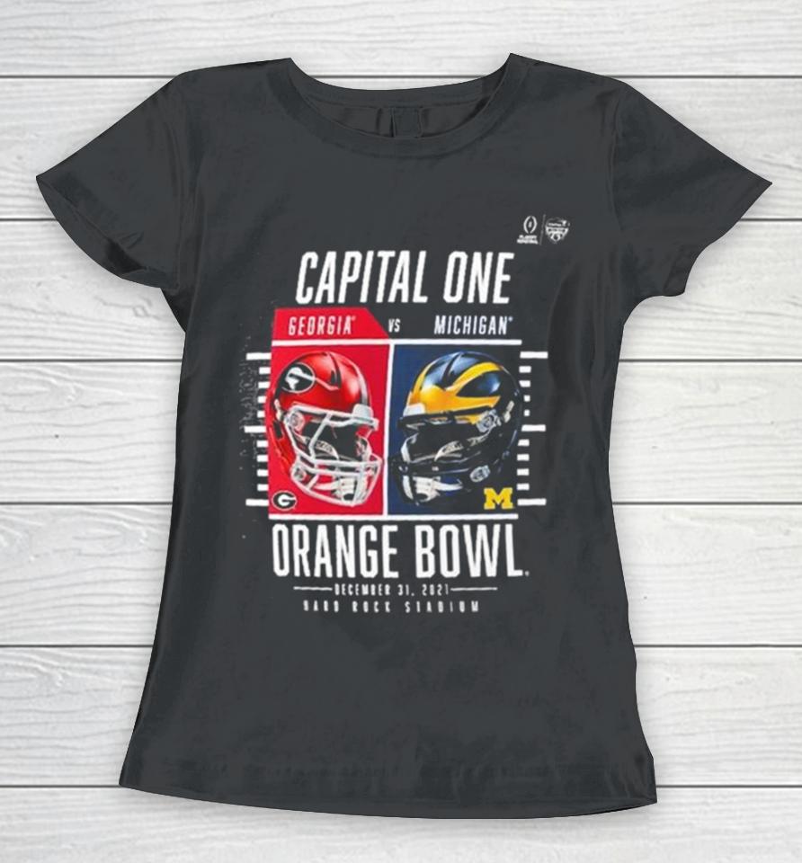 Georgia Bulldogs Vs. Michigan Wolverines College Football Playoff 2023 Orange Bowl Women T-Shirt
