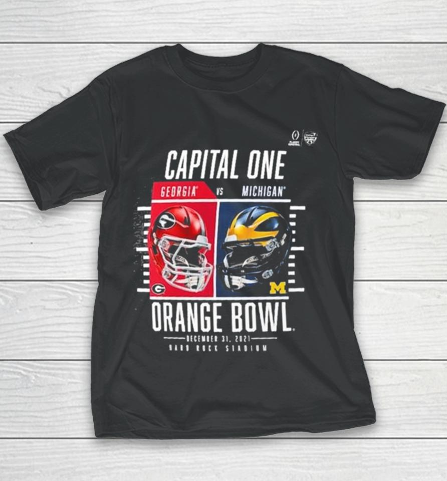 Georgia Bulldogs Vs. Michigan Wolverines College Football Playoff 2023 Orange Bowl Youth T-Shirt