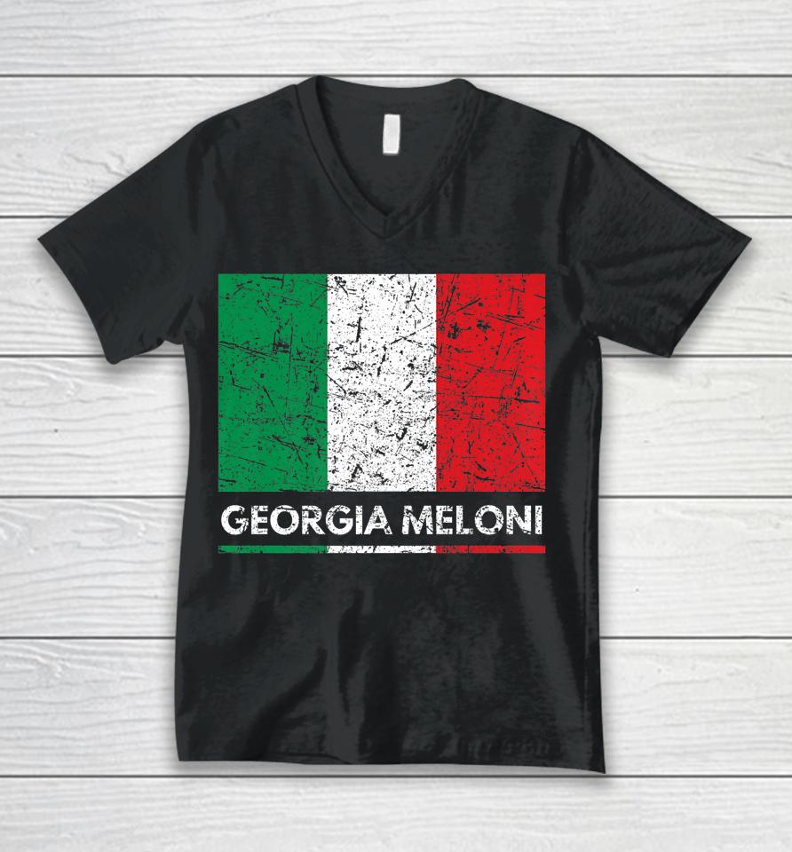 Georgia Meloni Italian Hero Flag Unisex V-Neck T-Shirt