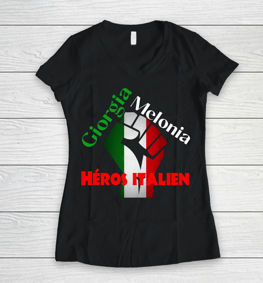 Georgia Meloni Italian Hero Women V-Neck T-Shirt