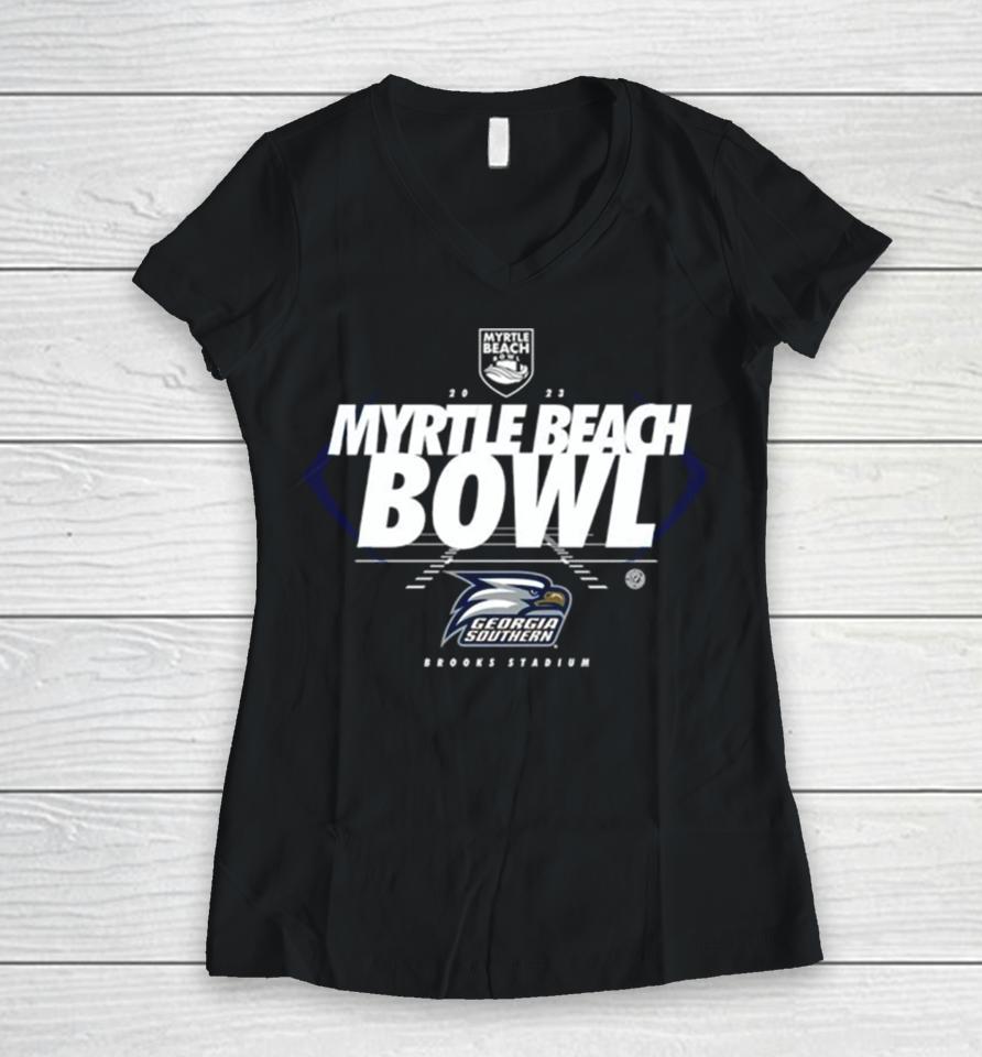 Georgia Southern Eagles 2023 Myrtle Beach Bowl Bound Women V-Neck T-Shirt