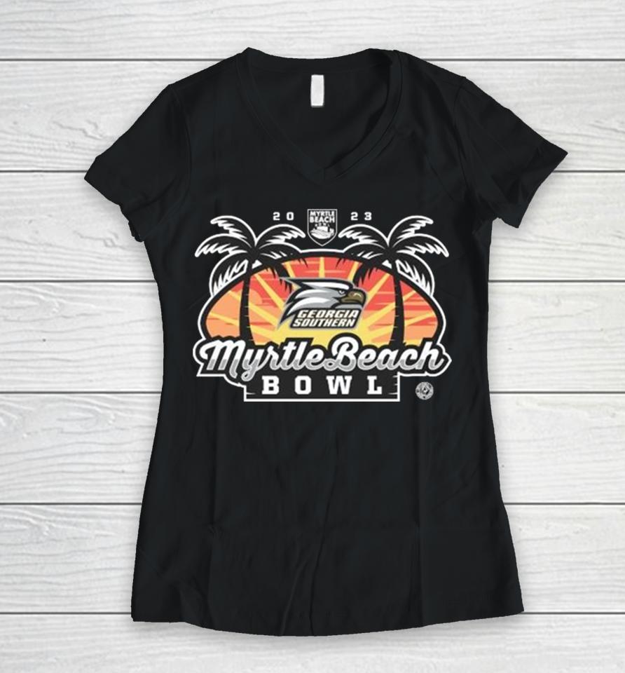 Georgia Southern Eagles Football 2023 Myrtle Beach Bowl Women V-Neck T-Shirt