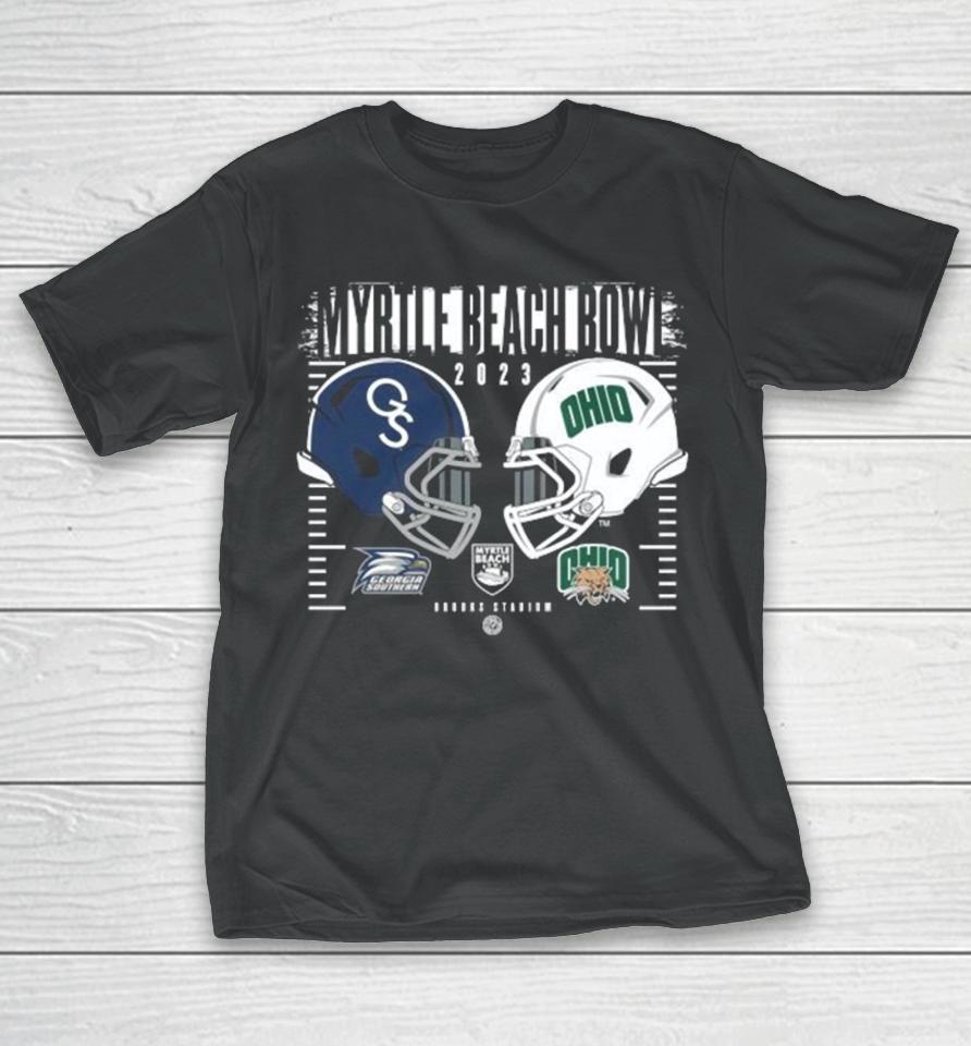 Georgia Southern Eagles Vs Ohio Bobcats 2023 Myrtle Beach Bowl Helmet T-Shirt