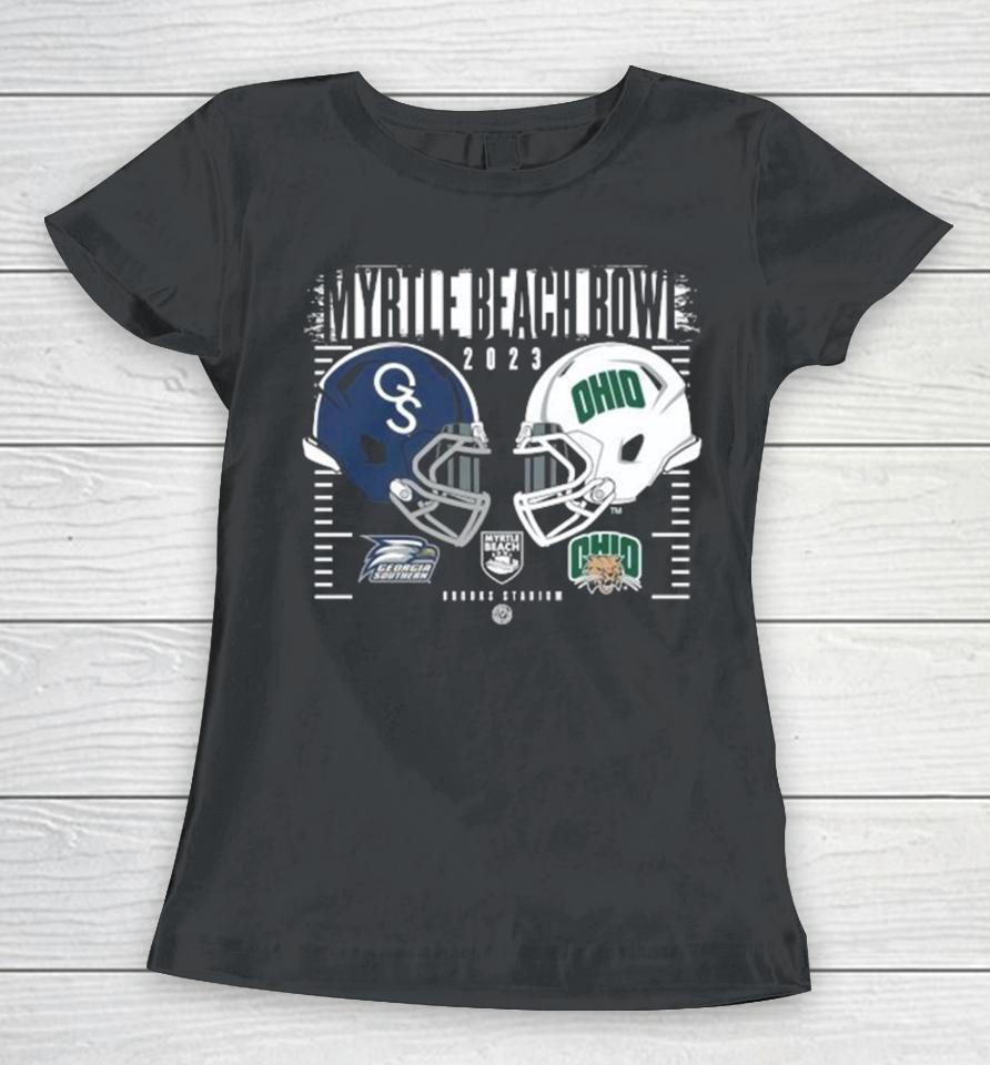 Georgia Southern Eagles Vs Ohio Bobcats 2023 Myrtle Beach Bowl Helmet Women T-Shirt