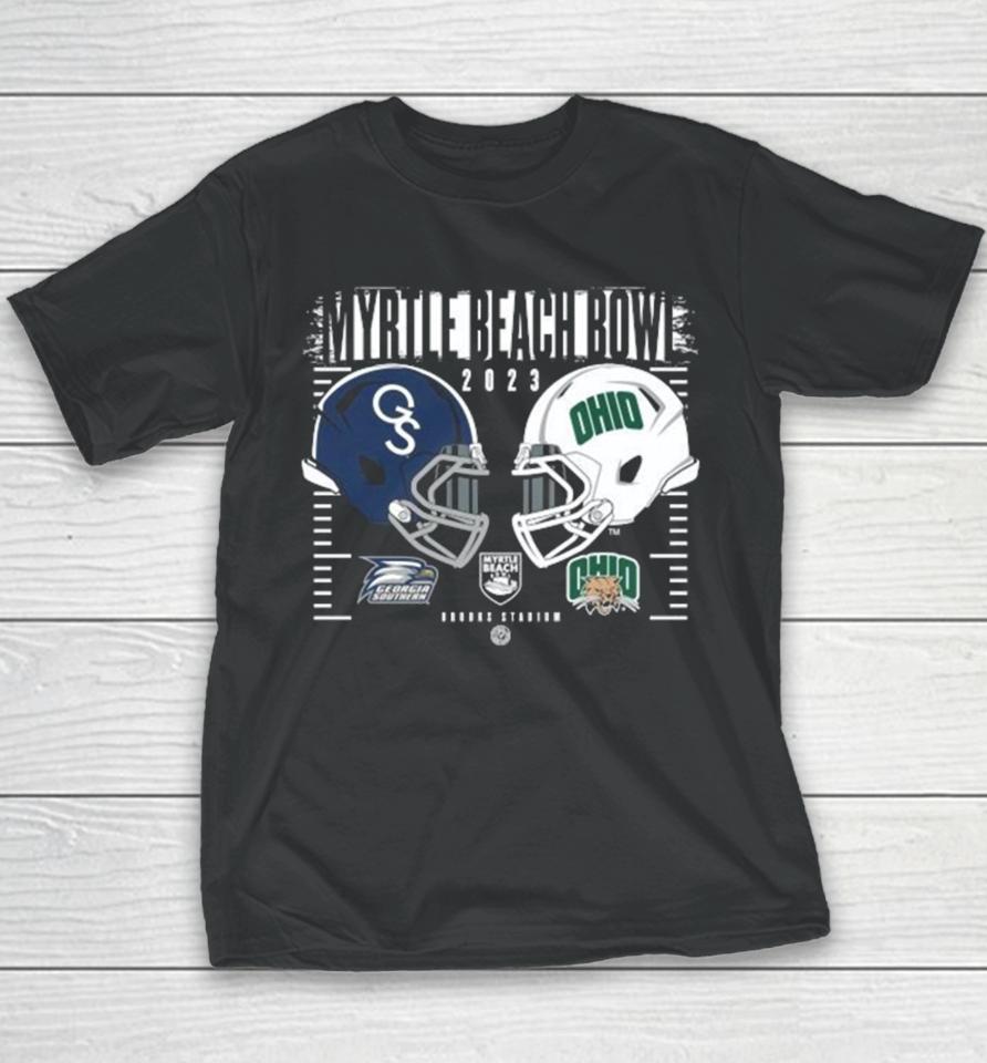 Georgia Southern Eagles Vs Ohio Bobcats 2023 Myrtle Beach Bowl Helmet Youth T-Shirt