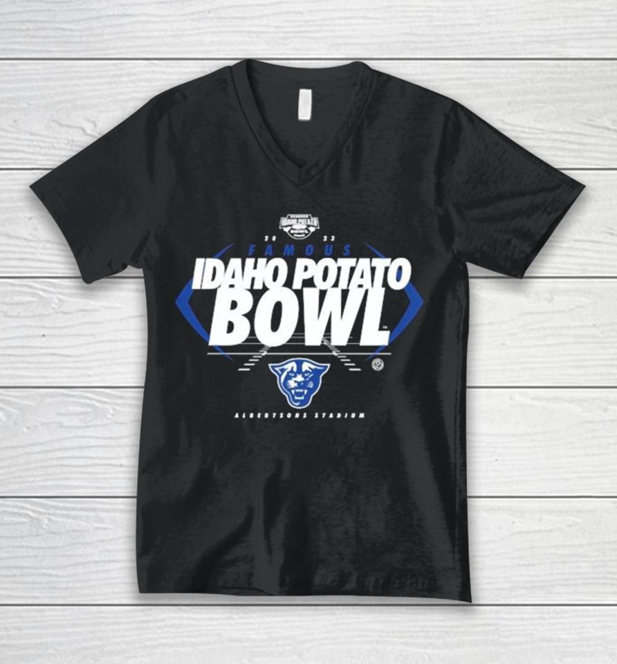 Georgia State Panthers 2023 Famous Idaho Potato Bowl Albertsons Stadium Unisex V-Neck T-Shirt