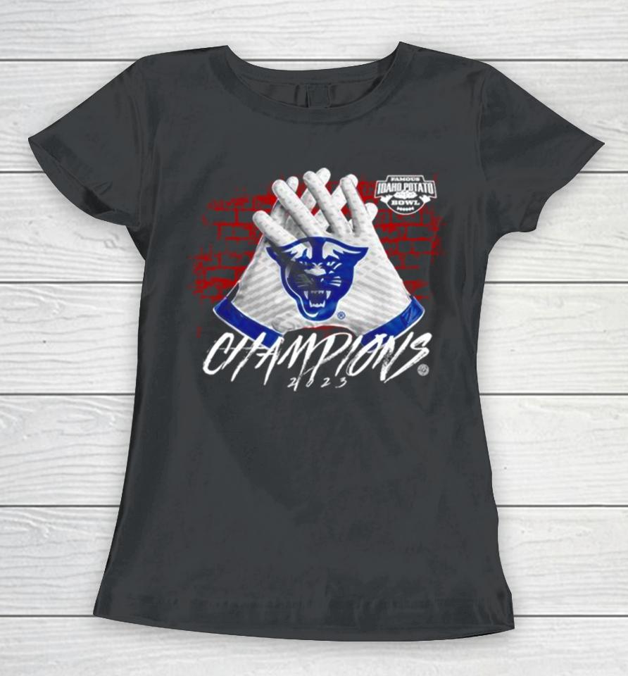 Georgia State Panthers 2023 Famous Idaho Potato Bowl Champions Gloves Women T-Shirt