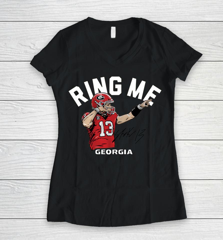 Georgia's Stetson Bennett Iv Ring Me Women V-Neck T-Shirt