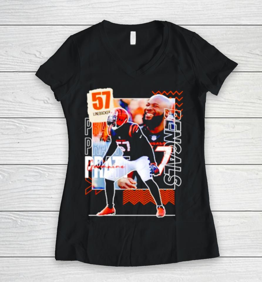 Germaine Pratt 57 Running Back Football Player Women V-Neck T-Shirt