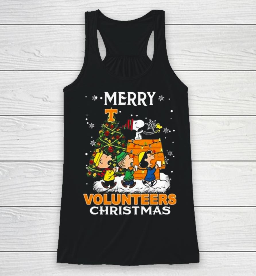 Get Now Tennessee Volunteers Snoopy And Friends Merry Christmas Racerback Tank