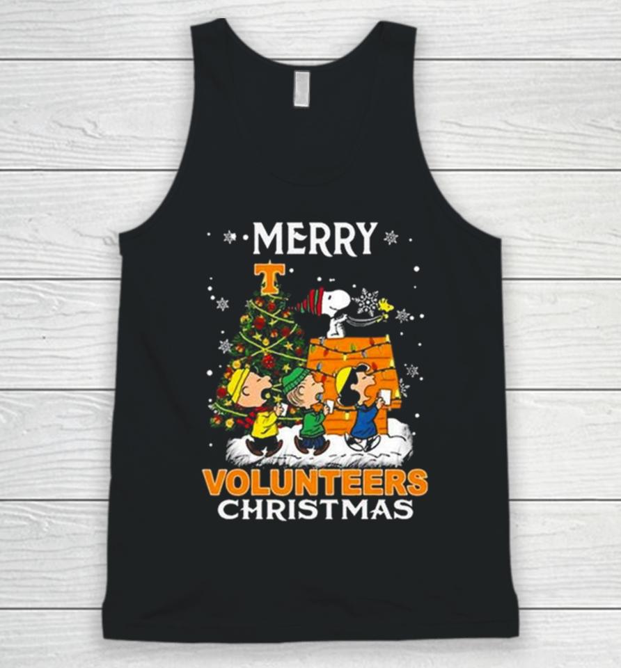 Get Now Tennessee Volunteers Snoopy And Friends Merry Christmas Unisex Tank Top
