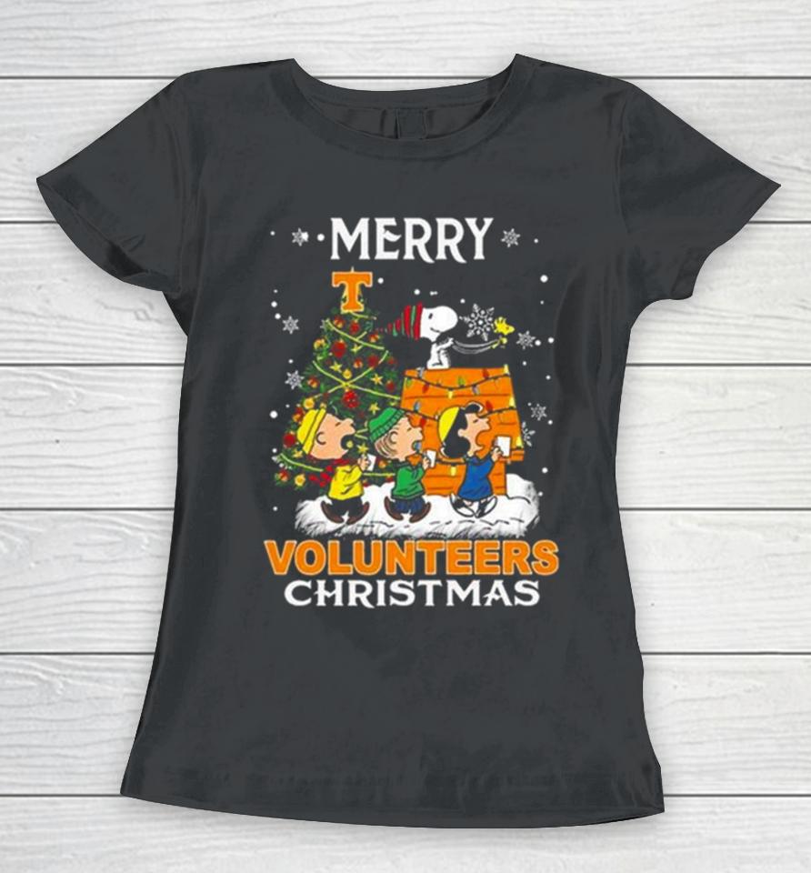 Get Now Tennessee Volunteers Snoopy And Friends Merry Christmas Women T-Shirt