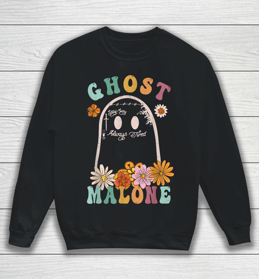 Ghost Malone Fall Season Spooky Halloween Cute Ghost Groovy Sweatshirt