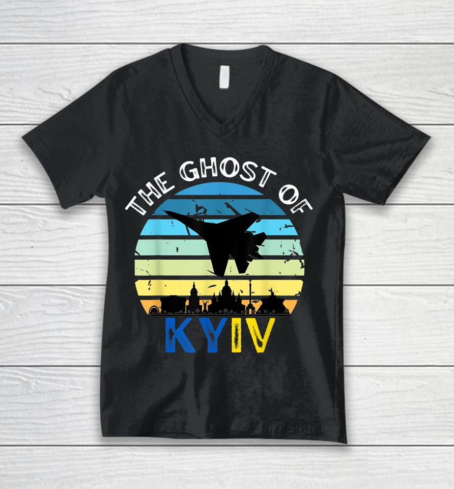 Ghost Of Kyiv Retro Unisex V-Neck T-Shirt