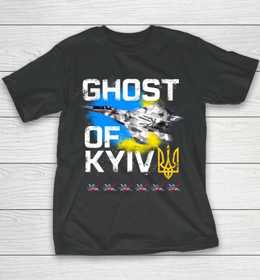 Ghost Of Kyiv Ukraine Fighter Jet Youth T-Shirt