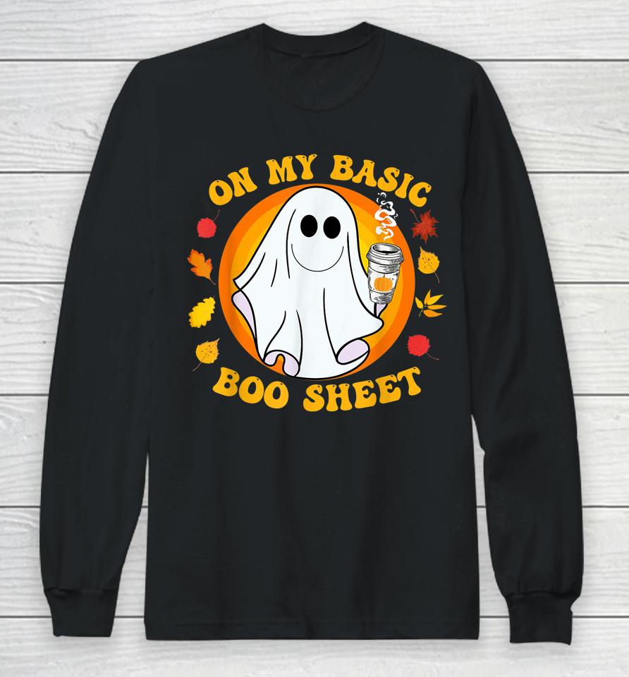 Ghost Pumpkin Spice Latte Fall Vibe Halloween Funny Basic Long Sleeve T-Shirt