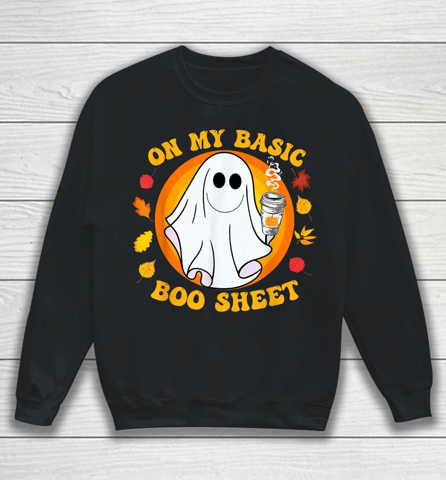 Ghost Pumpkin Spice Latte Fall Vibe Halloween Funny Basic Sweatshirt