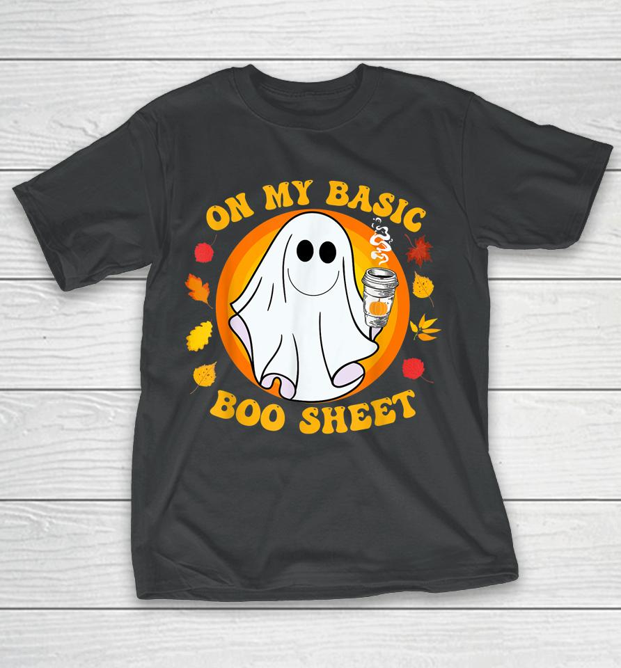 Ghost Pumpkin Spice Latte Fall Vibe Halloween Funny Basic T-Shirt