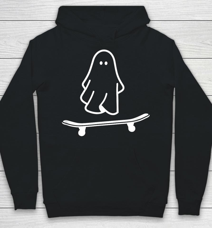 Ghost Skateboard Lazy Halloween Costume Funny Skateboarding Hoodie