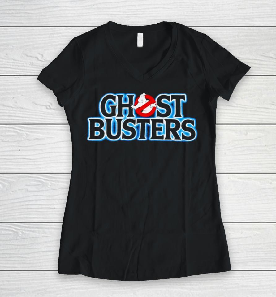 Ghostbusters Glow Logo Women V-Neck T-Shirt